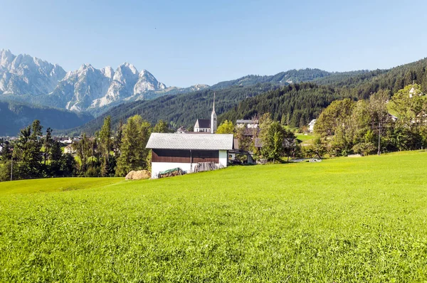 Dorp Van Gosau Met Zijn Houten Huizen Alpen Van Oostenrijk — Stockfoto