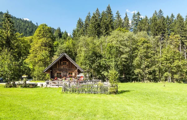 Village Gosau Avec Ses Maisons Bois Dans Les Alpes Autrichiennes — Photo