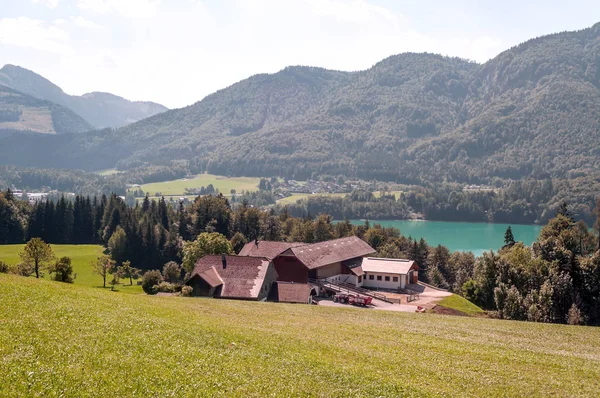 Pueblo Gosau Con Sus Casas Madera Los Alpes Austria Día —  Fotos de Stock