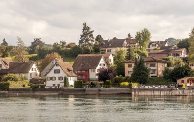 Stein am Rhein, Schaffhausen, İsviçre-Eylül 2015. Stein am Rhein bir komün ve tarihsel Swiss canton, Konstanz Gölü aşırı Batı kıyısında Doğu eksklav bulunan Schaffhausen, Kanton şehridir. 
