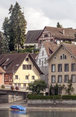 Stein am Rhein, Schaffhausen, İsviçre-Eylül 2015. Stein am Rhein bir komün ve tarihsel Swiss canton, Konstanz Gölü aşırı Batı kıyısında Doğu eksklav bulunan Schaffhausen, Kanton şehridir. 
