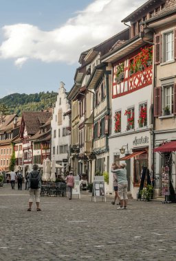 Stein am Rhein, Schaffhausen, İsviçre-Eylül 2015. Stein am Rhein bir komün ve tarihsel Swiss canton, Konstanz Gölü aşırı Batı kıyısında Doğu eksklav bulunan Schaffhausen, Kanton şehridir. 