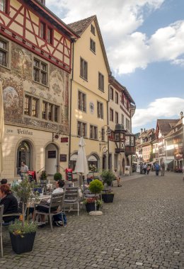 Stein am Rhein, Schaffhausen, İsviçre-Eylül 2015. Stein am Rhein bir komün ve tarihsel Swiss canton, Konstanz Gölü aşırı Batı kıyısında Doğu eksklav bulunan Schaffhausen, Kanton şehridir. 