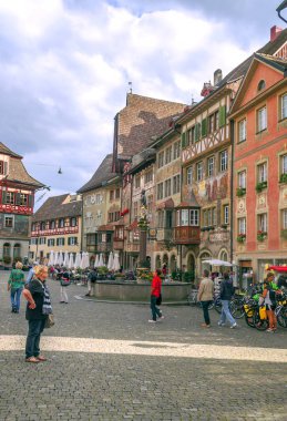 Stein am Rhein, Schaffhausen, İsviçre-Eylül 2015. Stein am Rhein bir komün ve tarihsel Swiss canton, Konstanz Gölü aşırı Batı kıyısında Doğu eksklav bulunan Schaffhausen, Kanton şehridir. 