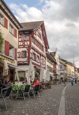 Stein am Rhein, Schaffhausen, İsviçre-Eylül 2015. Stein am Rhein bir komün ve tarihsel Swiss canton, Konstanz Gölü aşırı Batı kıyısında Doğu eksklav bulunan Schaffhausen, Kanton şehridir. 