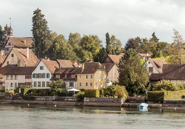 Stein am Rhein, Schaffhausen, İsviçre-Eylül 2015. Stein am Rhein bir komün ve tarihsel Swiss canton, Konstanz Gölü aşırı Batı kıyısında Doğu eksklav bulunan Schaffhausen, Kanton şehridir. 
