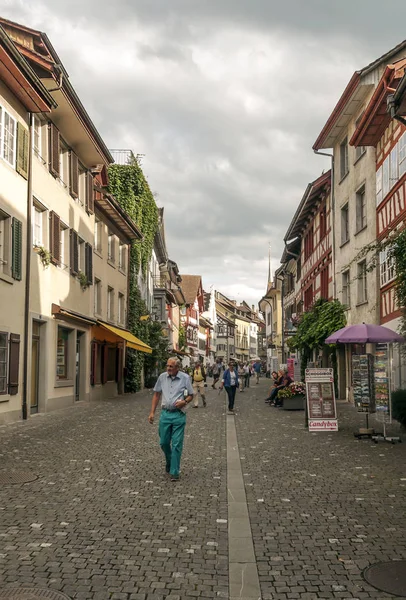 Stein am Rhein, Schaffhausen, İsviçre-Eylül 2015. Stein am Rhein bir komün ve tarihsel Swiss canton, Konstanz Gölü aşırı Batı kıyısında Doğu eksklav bulunan Schaffhausen, Kanton şehridir. 