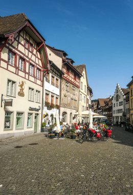 Stein am Rhein, Schaffhausen, İsviçre-Eylül 2015. Stein am Rhein bir komün ve tarihsel Swiss canton, Konstanz Gölü aşırı Batı kıyısında Doğu eksklav bulunan Schaffhausen, Kanton şehridir. 