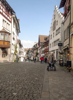 Stein am Rhein, Schaffhausen, İsviçre-Eylül 2015. Stein am Rhein bir komün ve tarihsel Swiss canton, Konstanz Gölü aşırı Batı kıyısında Doğu eksklav bulunan Schaffhausen, Kanton şehridir. 