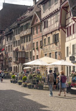 Stein am Rhein, Schaffhausen, İsviçre-Eylül 2015. Stein am Rhein bir komün ve tarihsel Swiss canton, Konstanz Gölü aşırı Batı kıyısında Doğu eksklav bulunan Schaffhausen, Kanton şehridir. O sınırlar