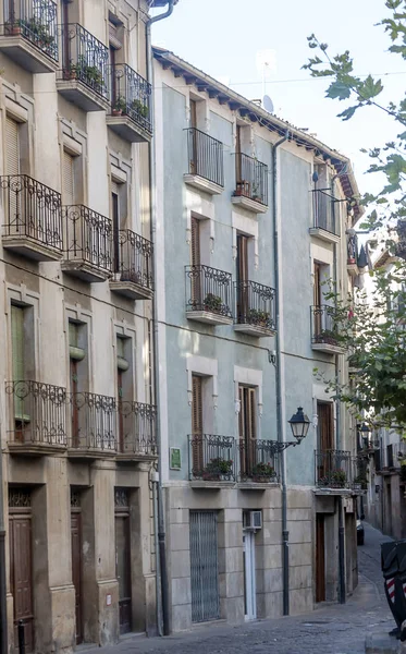 Történelmi Központ Olite Napos Utcáin Olite Egy Önkormányzat Egy Spanyol — Stock Fotó