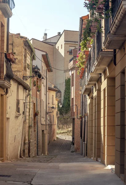 Olite Tarihi Merkezi Güneşli Bir Günde Sokaklarında Olite Bir Yerleşim — Stok fotoğraf