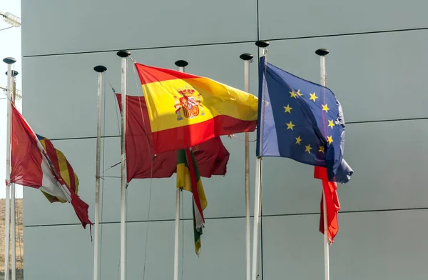 Bandeira Espanha Junto União Europeia — Fotografia de Stock