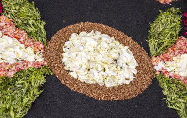 Bahçe çiçek yaprakları La Orotava Tenerife Adası ile.