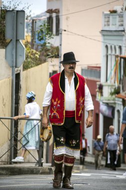 La Orotava, Tenerife, İspanya-Haziran 2016. San Isidro Labrador, La Orotava hac. Festivalin Ulusal Turizm ilgi bildirilir ve Corpus Christi sonra kutlanmaktadır. On yedinci yüzyılda kökenli Hac, thr çalışır