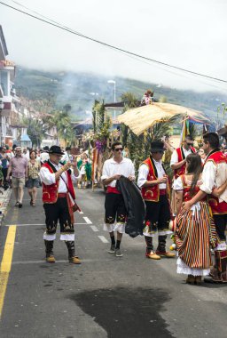 La Orotava, Tenerife, İspanya-Haziran 2016. San Isidro Labrador, La Orotava hac. Festivalin Ulusal Turizm ilgi bildirilir ve Corpus Christi sonra kutlanmaktadır. On yedinci yüzyılda kökenli Hac, thr çalışır