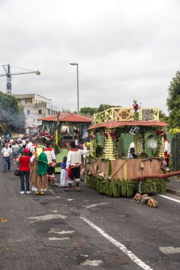 La Orotava, Tenerife, İspanya-Haziran 2016. San Isidro Labrador, La Orotava hac. Festivalin Ulusal Turizm ilgi bildirilir ve Corpus Christi sonra kutlanmaktadır. On yedinci yüzyılda kökenli Hac, thr çalışır