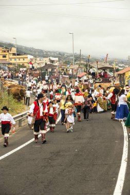 La Orotava, Tenerife, İspanya-Haziran 2016. San Isidro Labrador, La Orotava hac. Festivalin Ulusal Turizm ilgi bildirilir ve Corpus Christi sonra kutlanmaktadır. On yedinci yüzyılda kökenli Hac, thr çalışır