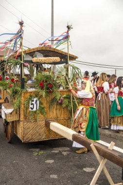 La Orotava, Tenerife, İspanya-Haziran 2016. San Isidro Labrador, La Orotava hac. Festivalin Ulusal Turizm ilgi bildirilir ve Corpus Christi sonra kutlanmaktadır. On yedinci yüzyılda kökenli Hac, thr çalışır