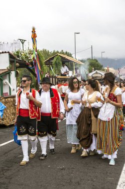 La Orotava, Tenerife, İspanya-Haziran 2016. San Isidro Labrador, La Orotava hac. Festivalin Ulusal Turizm ilgi bildirilir ve Corpus Christi sonra kutlanmaktadır. On yedinci yüzyılda kökenli Hac, thr çalışır