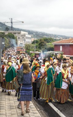 La Orotava, Tenerife, İspanya-Haziran 2016. San Isidro Labrador, La Orotava hac. Festivalin Ulusal Turizm ilgi bildirilir ve Corpus Christi sonra kutlanmaktadır. On yedinci yüzyılda kökenli Hac, thr çalışır