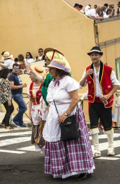 La Orotava, Tenerife, İspanya-Haziran 2016. San Isidro Labrador, La Orotava hac. Festivalin Ulusal Turizm ilgi bildirilir ve Corpus Christi sonra kutlanmaktadır. On yedinci yüzyılda kökenli Hac, thr çalışır