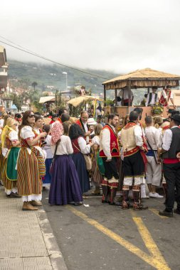 La Orotava, Tenerife, İspanya-Haziran 2016. San Isidro Labrador, La Orotava hac. Festivalin Ulusal Turizm ilgi bildirilir ve Corpus Christi sonra kutlanmaktadır. On yedinci yüzyılda kökenli Hac, thr çalışır