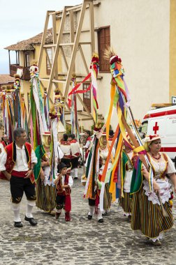 La Orotava, Tenerife, İspanya-Haziran 2016. San Isidro Labrador, La Orotava hac. Festivalin Ulusal Turizm ilgi bildirilir ve Corpus Christi sonra kutlanmaktadır. On yedinci yüzyılda kökenli Hac, thr çalışır