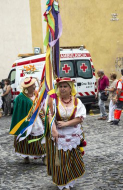La Orotava, Tenerife, İspanya-Haziran 2016. San Isidro Labrador, La Orotava hac. Festivalin Ulusal Turizm ilgi bildirilir ve Corpus Christi sonra kutlanmaktadır. On yedinci yüzyılda kökenli Hac, thr çalışır