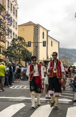 La Orotava, Tenerife, İspanya-Haziran 2016. San Isidro Labrador, La Orotava hac. Festivalin Ulusal Turizm ilgi bildirilir ve Corpus Christi sonra kutlanmaktadır. On yedinci yüzyılda kökenli Hac, thr çalışır