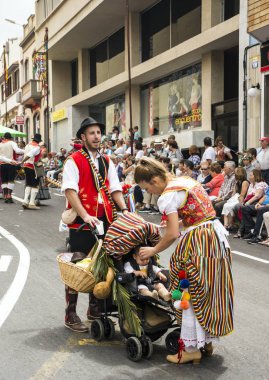 La Orotava, Tenerife, İspanya-Haziran 2016. San Isidro Labrador, La Orotava hac. Festivalin Ulusal Turizm ilgi bildirilir ve Corpus Christi sonra kutlanmaktadır. On yedinci yüzyılda kökenli Hac, thr çalışır