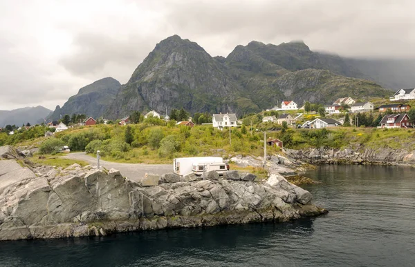 Berge Auf Den Lofoten Norwegen Einem Bewölkten Tag — Stockfoto