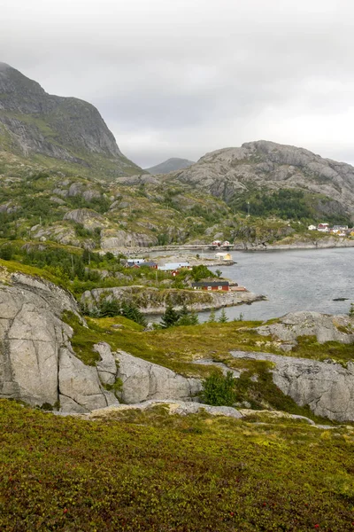 Berge Meer Auf Den Lofoten Norwegen Einem Bewölkten Tag — Stockfoto