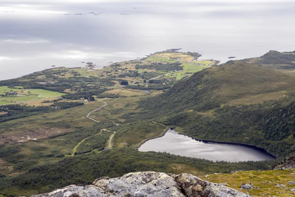 Berge Auf Den Lofoten Norwegen Einem Bewölkten Tag — Stockfoto