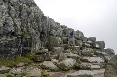 Norveç Güney güneşli bir dağda.