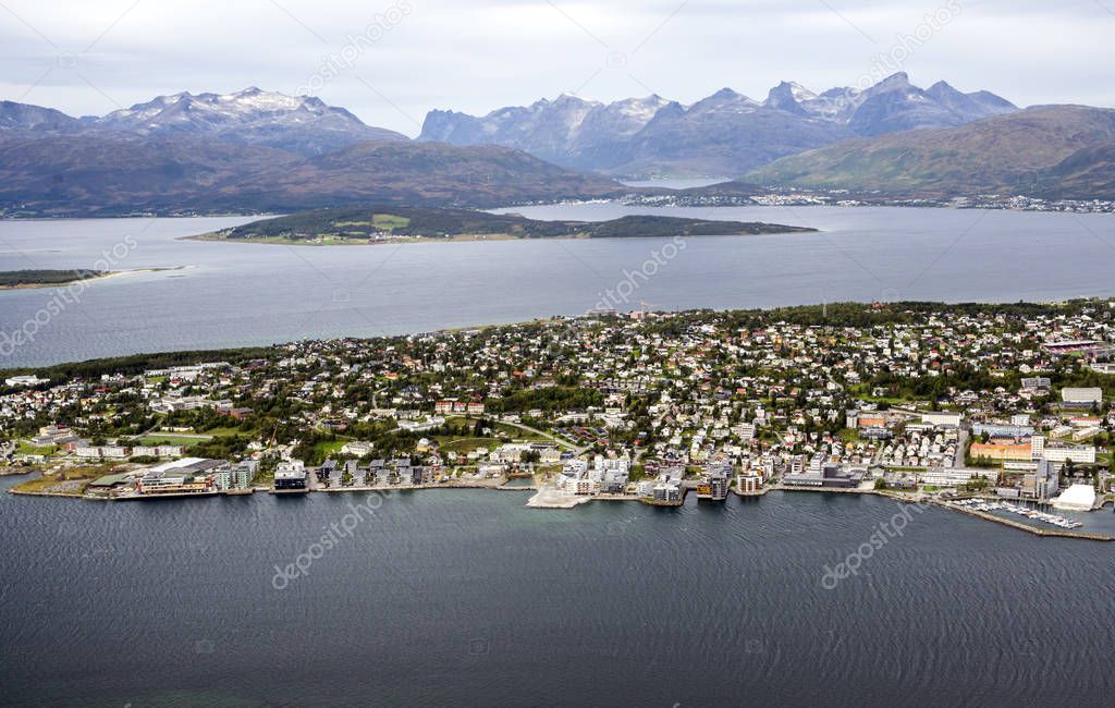 Bodo, Nordland, Norway-September 2016. Bodo harbor on a cloudy day. Bod is a municipality and a city of Norway, capital of the province of Nordland and the second most populated town in the Nord-Norge region.