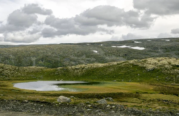 Jezero Prériích Interiéru Jižního Norska Zamračený Den — Stock fotografie