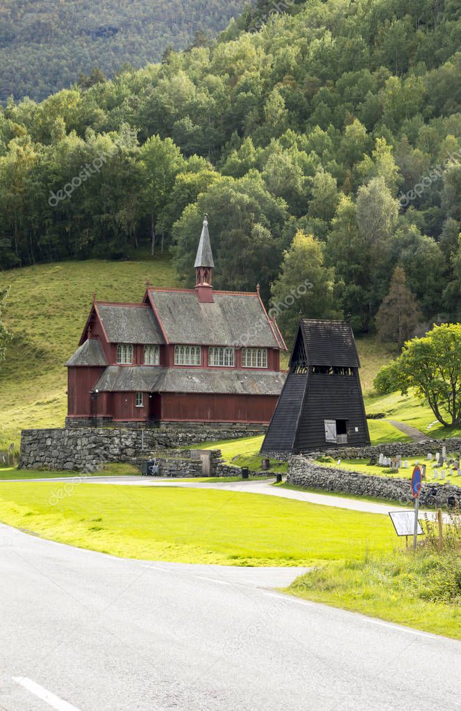 Ancient pagan wood churches in Kaupanger. Kaupanger is a town in the province of Sogn og Fjordane in the region of Vestlandet, Norway