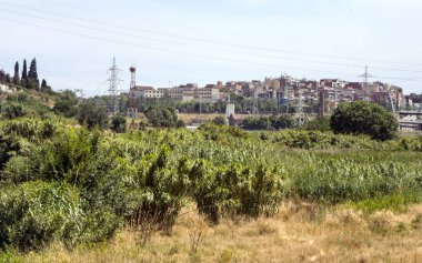 Güneşli bir günde Alella dağlar Barcelona, İspanya