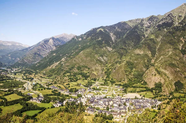 Letecký Pohled Benasque Benasque Španělská Obec Provincii Huesca Autonomním Společenství — Stock fotografie