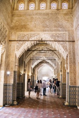 Granada, İspanya-Temmuz 2017. Alhambra otonom bölgelerinden Andaluca, İspanya Granada, bulunan bir Endülüs palatine kentidir. 