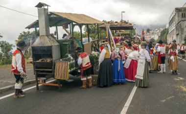 La Orotava, Tenerife, İspanya-Haziran 2018. San Isidro Labrador, La Orotava hac. Festivalin Ulusal Turizm ilgi olarak bildirilmiş ve Corpus Christi sonra kutladı. 