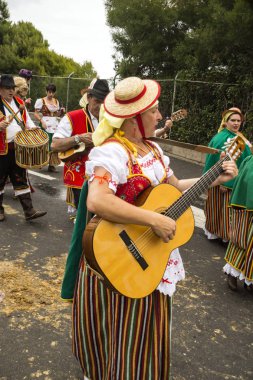 La Orotava, Tenerife, İspanya-Haziran 2018. San Isidro Labrador, La Orotava hac. Festivalin Ulusal Turizm ilgi olarak bildirilmiş ve Corpus Christi sonra kutladı. 
