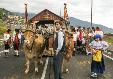 La Orotava, Tenerife, İspanya-Haziran 2018. San Isidro Labrador, La Orotava hac. Festivalin Ulusal Turizm ilgi olarak bildirilmiş ve Corpus Christi sonra kutladı. 