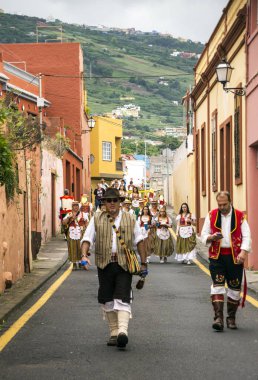 La Orotava, Tenerife, İspanya-Haziran 2018. San Isidro Labrador, La Orotava hac. Festivalin Ulusal Turizm ilgi olarak bildirilmiş ve Corpus Christi sonra kutladı. 