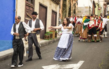 La Orotava, Tenerife, İspanya-Haziran 2018. San Isidro Labrador, La Orotava hac. Festivalin Ulusal Turizm ilgi olarak bildirilmiş ve Corpus Christi sonra kutladı. 