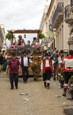 La Orotava, Tenerife, İspanya-Haziran 2018. San Isidro Labrador, La Orotava hac. Festivalin Ulusal Turizm ilgi olarak bildirilmiş ve Corpus Christi sonra kutladı. 
