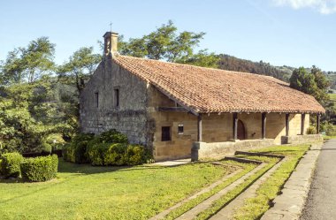 Rural house in the mountains in the Basque Country in Spain on a cloudy day