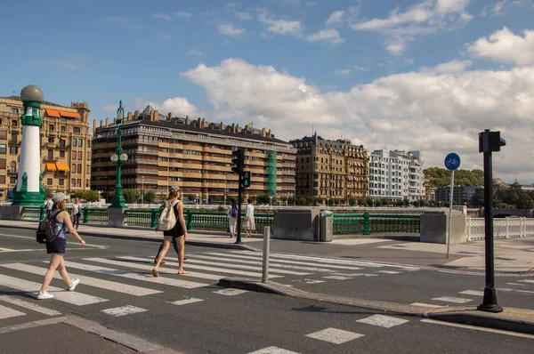 San Sebastian España Septiembre 2018 Calles Junto Playa Concha San — Foto de Stock