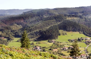 Güneşli bir günde İspanyol Bask Ülkesi'dağlar